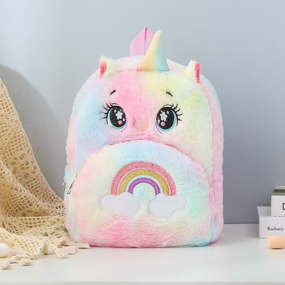 ZAINO CON TASCA PER BAMBINI CON UNICORNO DI PELUCHE ZAINETTO ASILO TEMPO LIBERO 616778 - 6