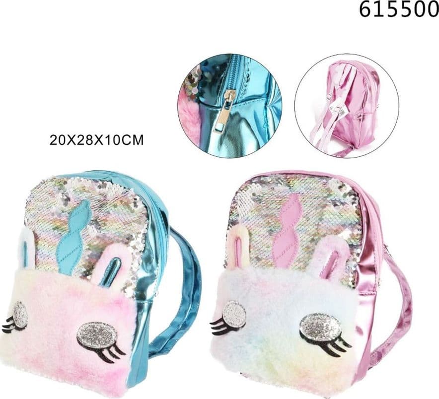 ZAINO ZAINETTO SCUOLA VIAGGI CON PAILLETTES A FORMA DI UNICORNO MORBIDO 20X28X10CM 615500 - 2