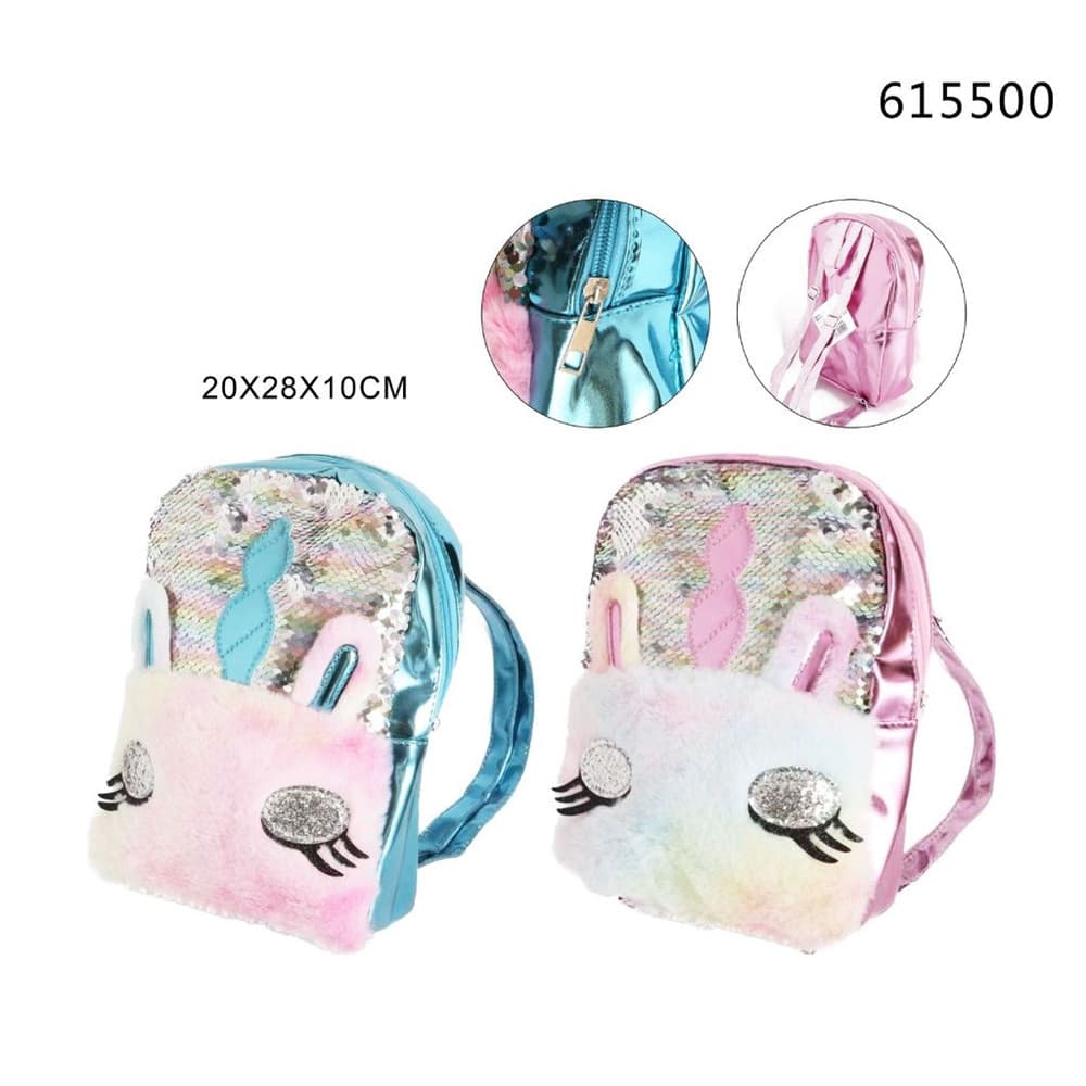 ZAINO ZAINETTO SCUOLA VIAGGI CON PAILLETTES A FORMA DI UNICORNO MORBIDO 20X28X10CM 615500 - 2
