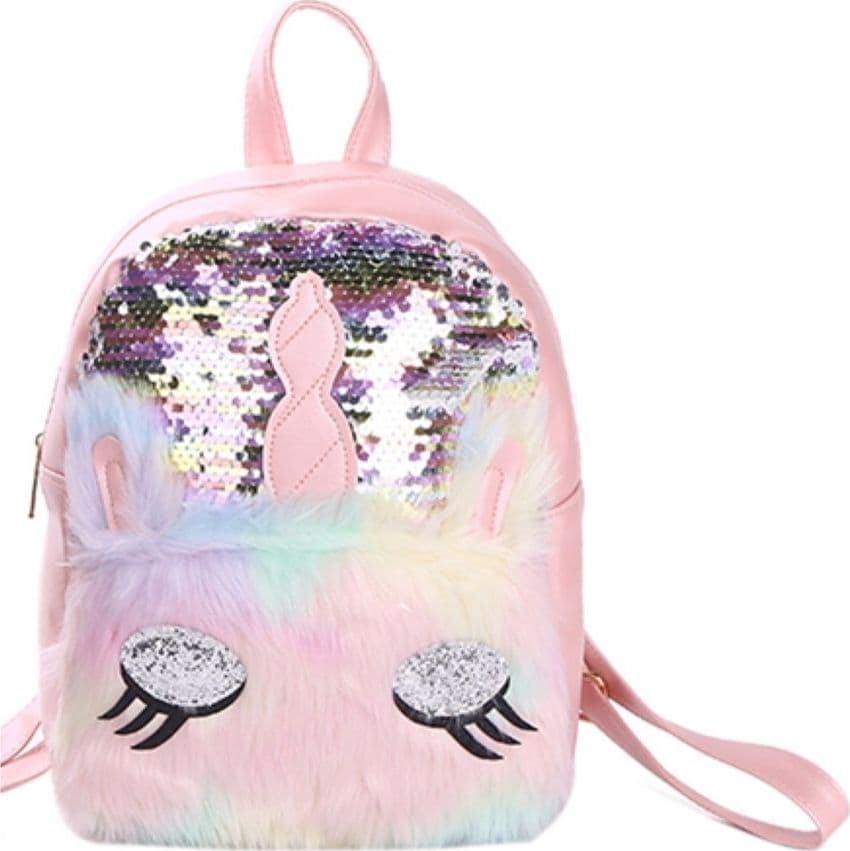 ZAINO ZAINETTO SCUOLA VIAGGI CON PAILLETTES A FORMA DI UNICORNO MORBIDO 20X28X10CM 615500 - 4