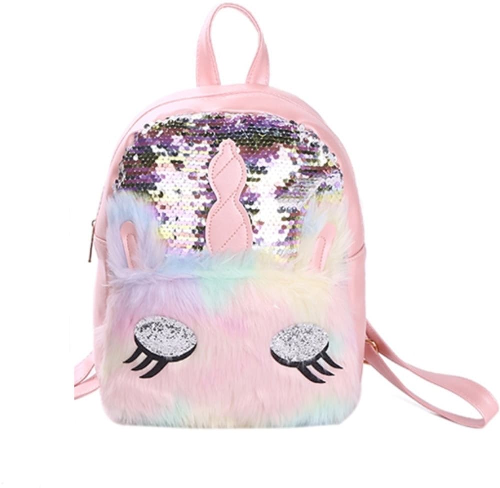 ZAINO ZAINETTO SCUOLA VIAGGI CON PAILLETTES A FORMA DI UNICORNO MORBIDO 20X28X10CM 615500 - 4