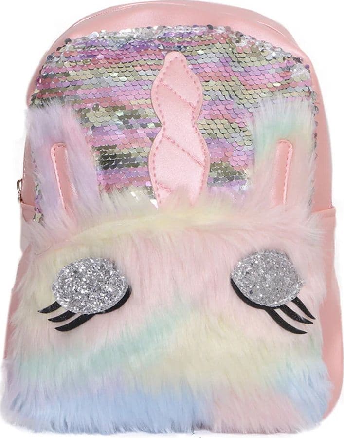 ZAINO ZAINETTO SCUOLA VIAGGI CON PAILLETTES A FORMA DI UNICORNO MORBIDO 20X28X10CM 615500 - 5