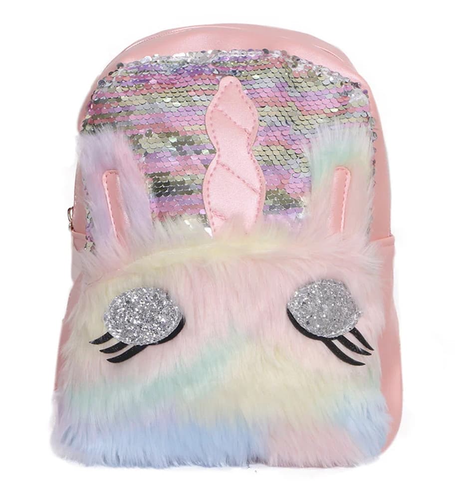 ZAINO ZAINETTO SCUOLA VIAGGI CON PAILLETTES A FORMA DI UNICORNO MORBIDO 20X28X10CM 615500 - 5