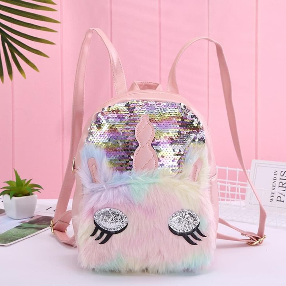 ZAINO ZAINETTO SCUOLA VIAGGI CON PAILLETTES A FORMA DI UNICORNO MORBIDO 20X28X10CM 615500 - 7