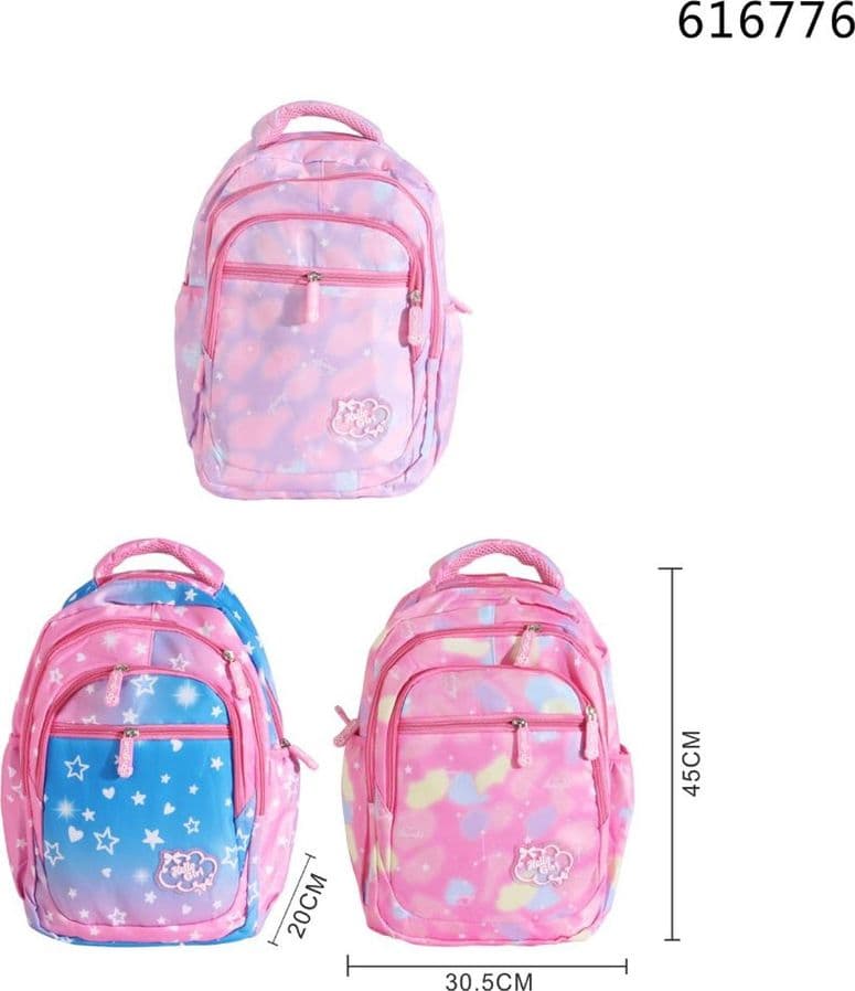 ZAINO BORSA MULTITASCA IN TESSUTO PER SCUOLA GRAFICA COLORATA 30,5X45X20CM 3 COLORI 616776 - 2
