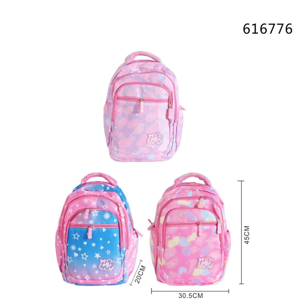 ZAINO BORSA MULTITASCA IN TESSUTO PER SCUOLA GRAFICA COLORATA 30,5X45X20CM 3 COLORI 616776 - 2