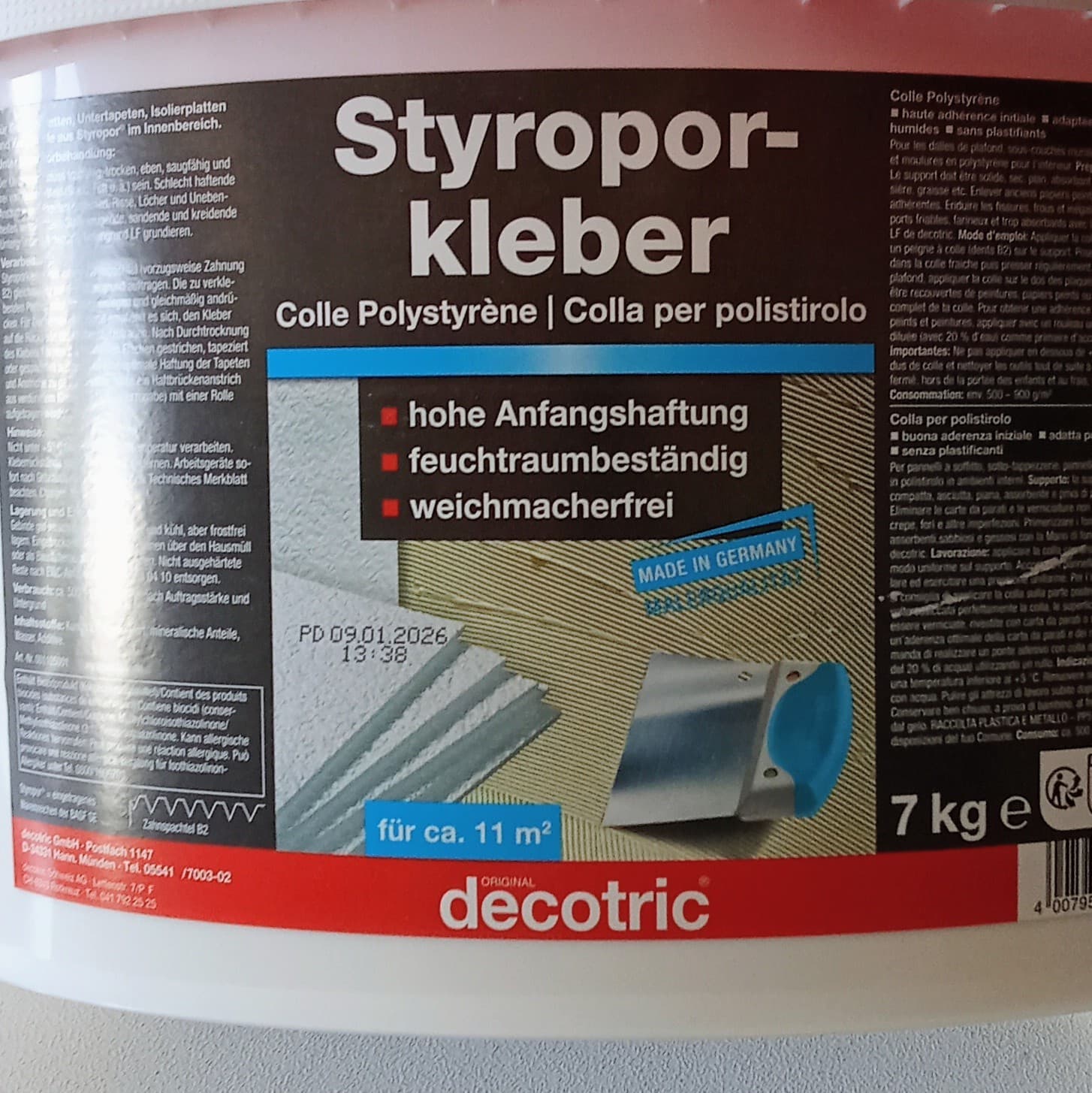 Decotric Stiroporkleber 7kg colla per polistirolo ed espanso rigido - 2