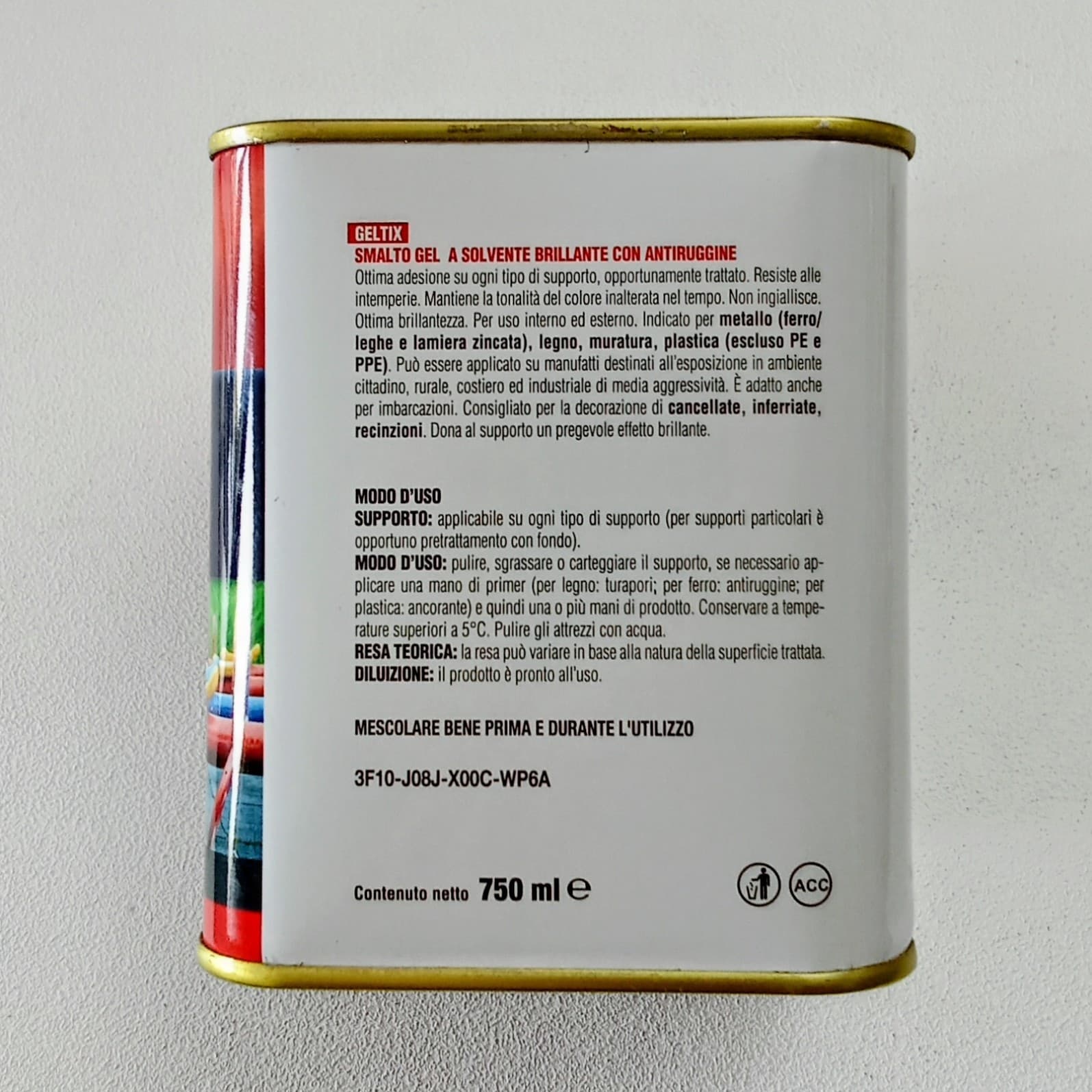 Geltix 750ml antracite smalto micaceo gel base solvente diretto su ruggine 2 in 1 - 3