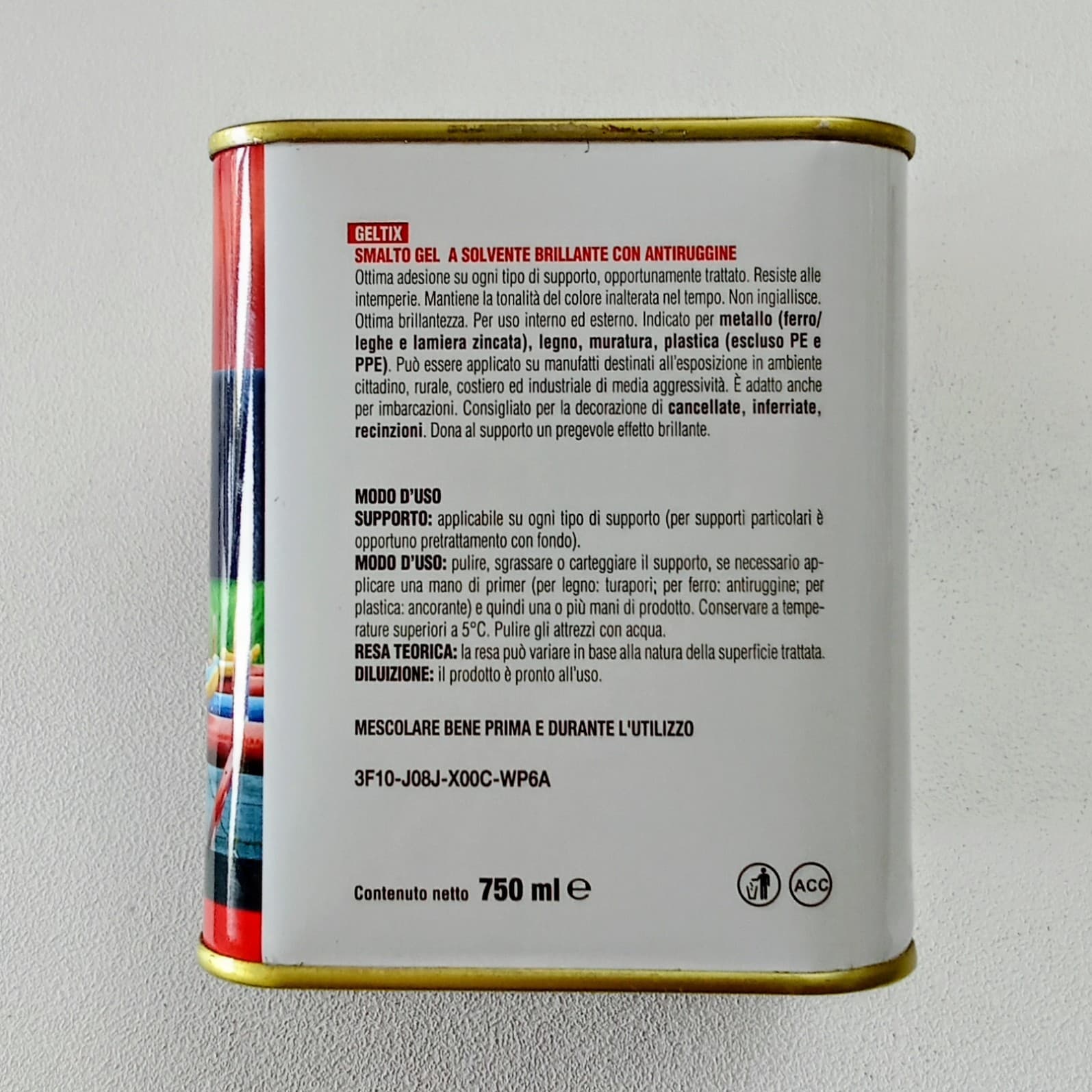 Geltix 750ml antracite smalto micaceo gel base solvente diretto su ruggine 2 in 1 - 3