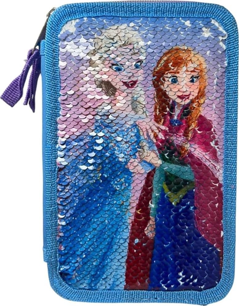 ASTUCCIO FROZEN CON PAILLETTES REVERSIBILE 3 ZIP PER SCUOLA 44PZ PENNARELLI GIOTTO 971517 - 3