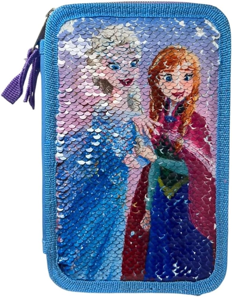 ASTUCCIO FROZEN CON PAILLETTES REVERSIBILE 3 ZIP PER SCUOLA 44PZ PENNARELLI GIOTTO 971517 - 3