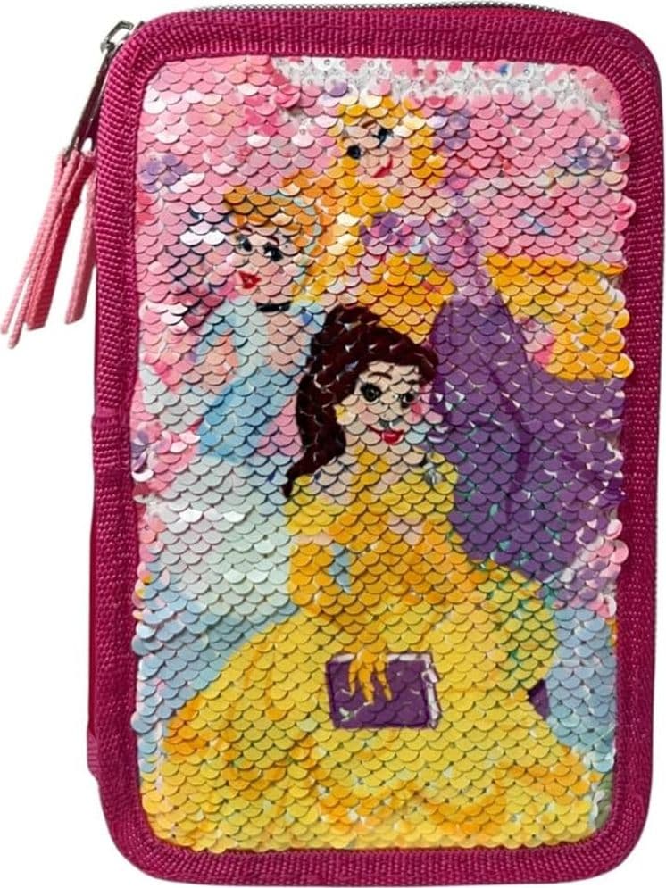 ASTUCCIO PRINCIPESSE PAILLETTES REVERSIBILE 3 ZIP PER SCUOLA 44PZ PENNARELLI GIOTTO 971531 - 3