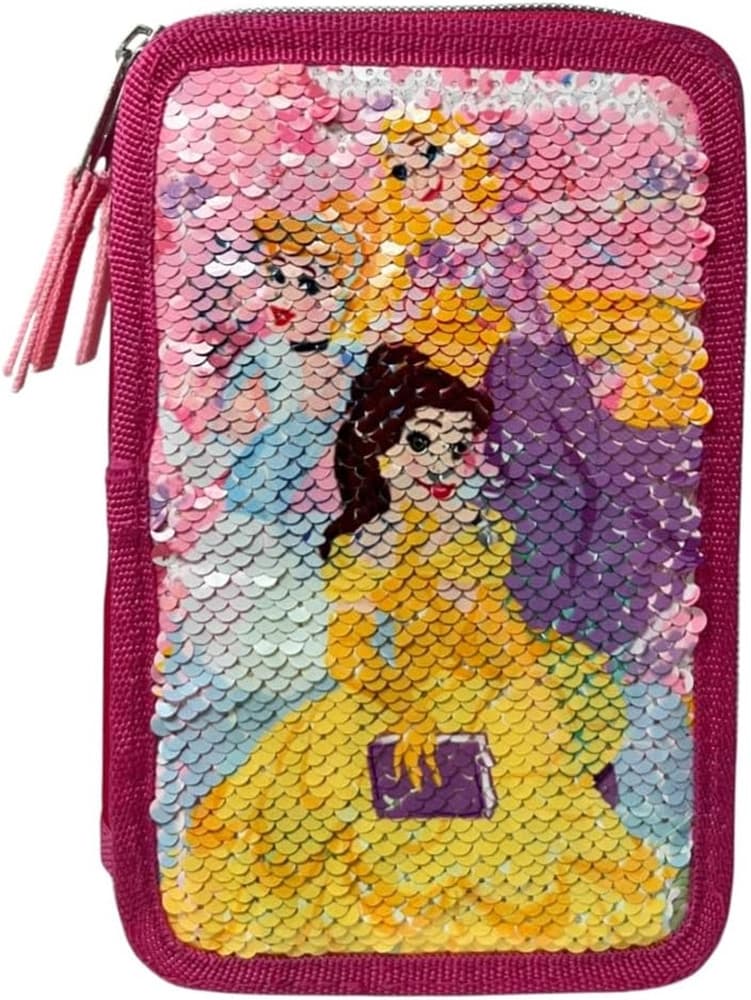 ASTUCCIO PRINCIPESSE PAILLETTES REVERSIBILE 3 ZIP PER SCUOLA 44PZ PENNARELLI GIOTTO 971531 - 3