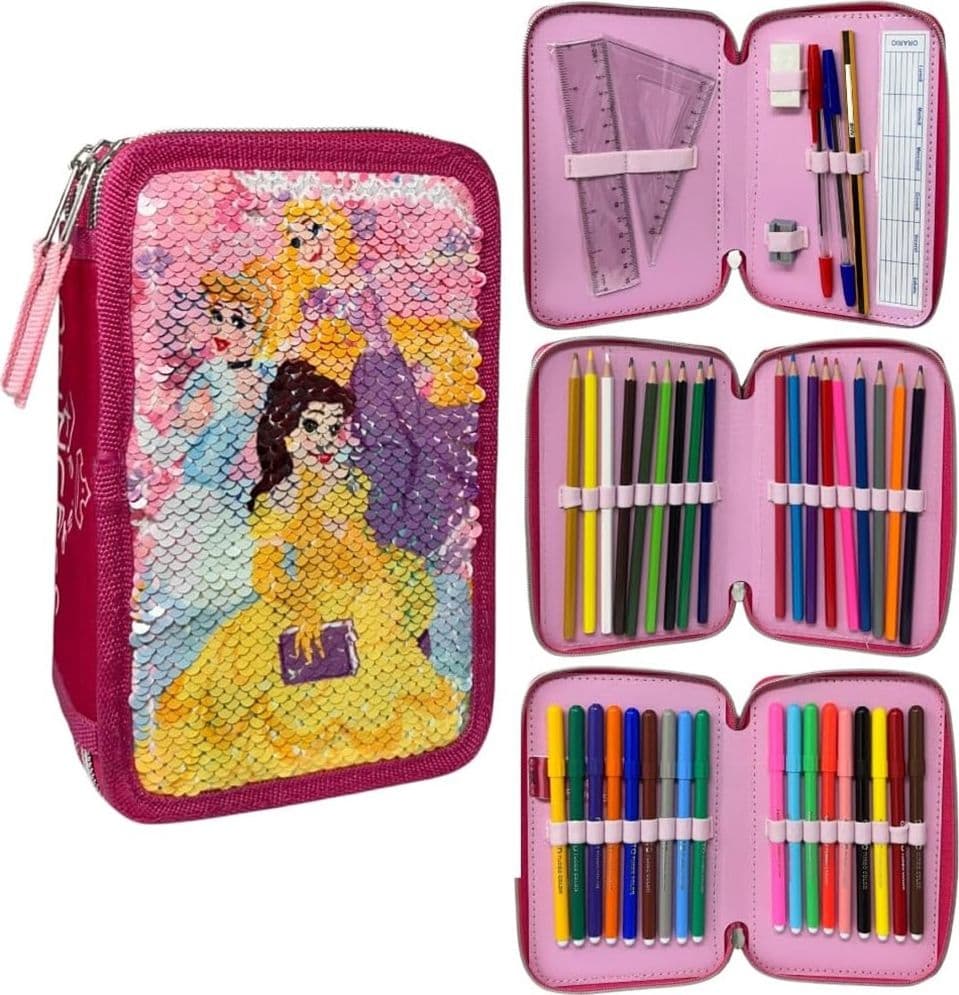 ASTUCCIO PRINCIPESSE PAILLETTES REVERSIBILE 3 ZIP PER SCUOLA 44PZ PENNARELLI GIOTTO 971531 - 4