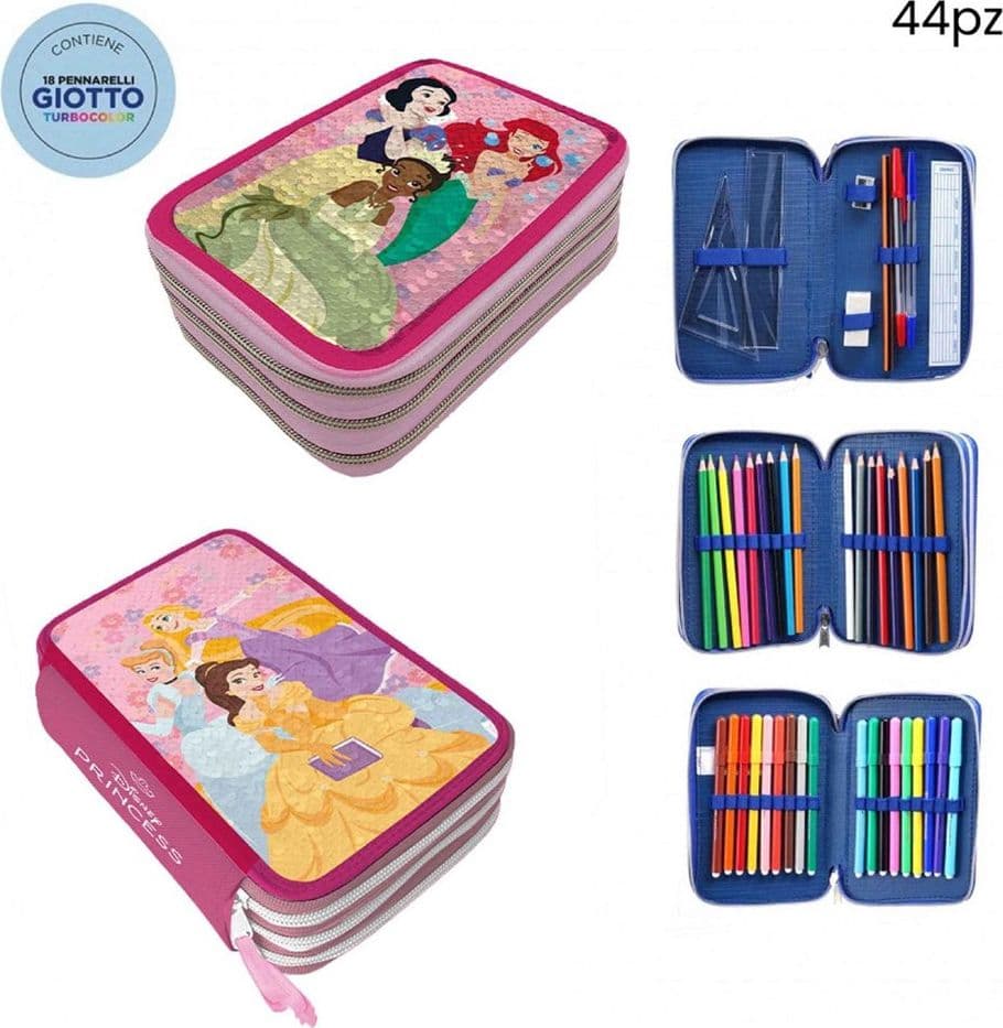 ASTUCCIO PRINCIPESSE PAILLETTES REVERSIBILE 3 ZIP PER SCUOLA 44PZ PENNARELLI GIOTTO 971531 - 5