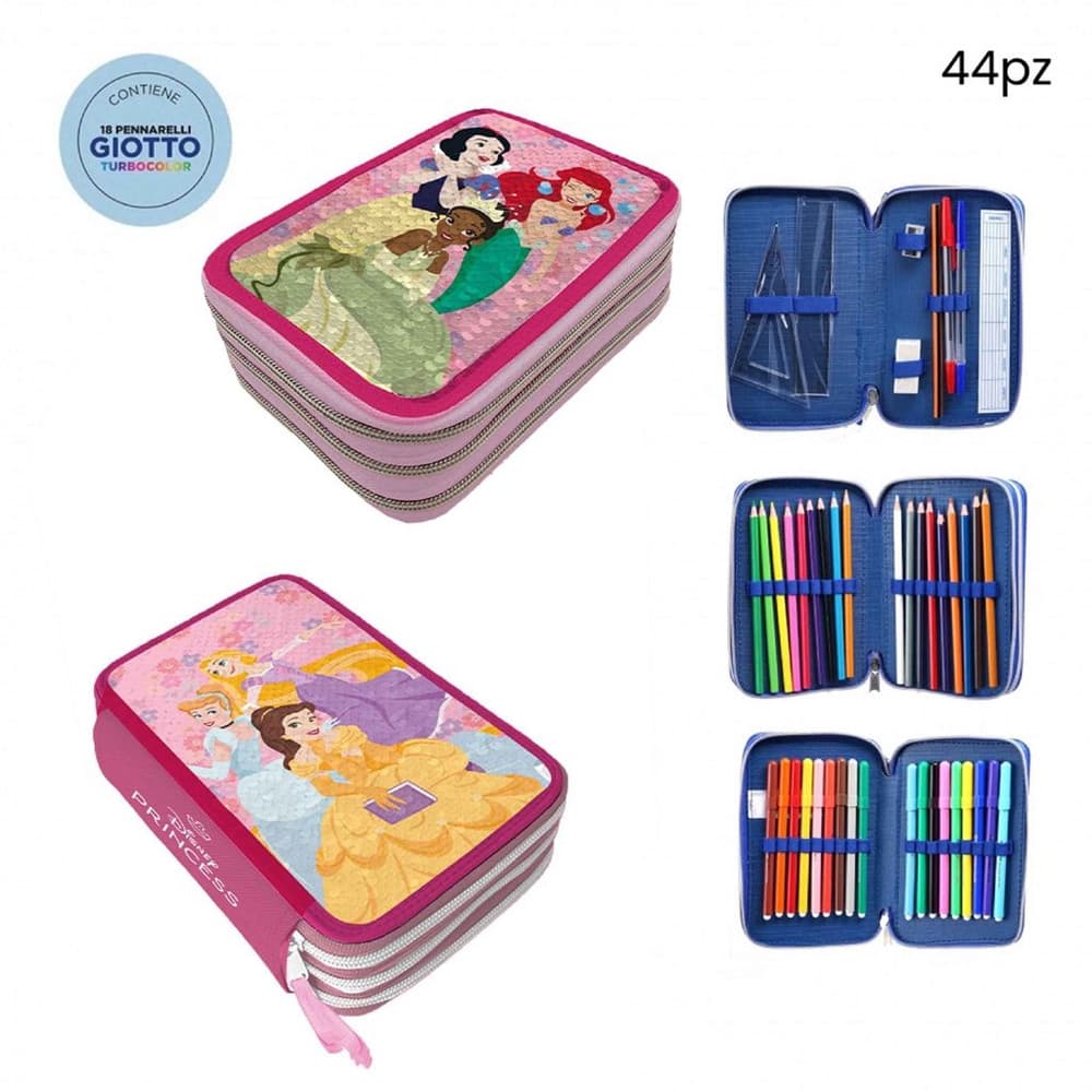 ASTUCCIO PRINCIPESSE PAILLETTES REVERSIBILE 3 ZIP PER SCUOLA 44PZ PENNARELLI GIOTTO 971531 - 5