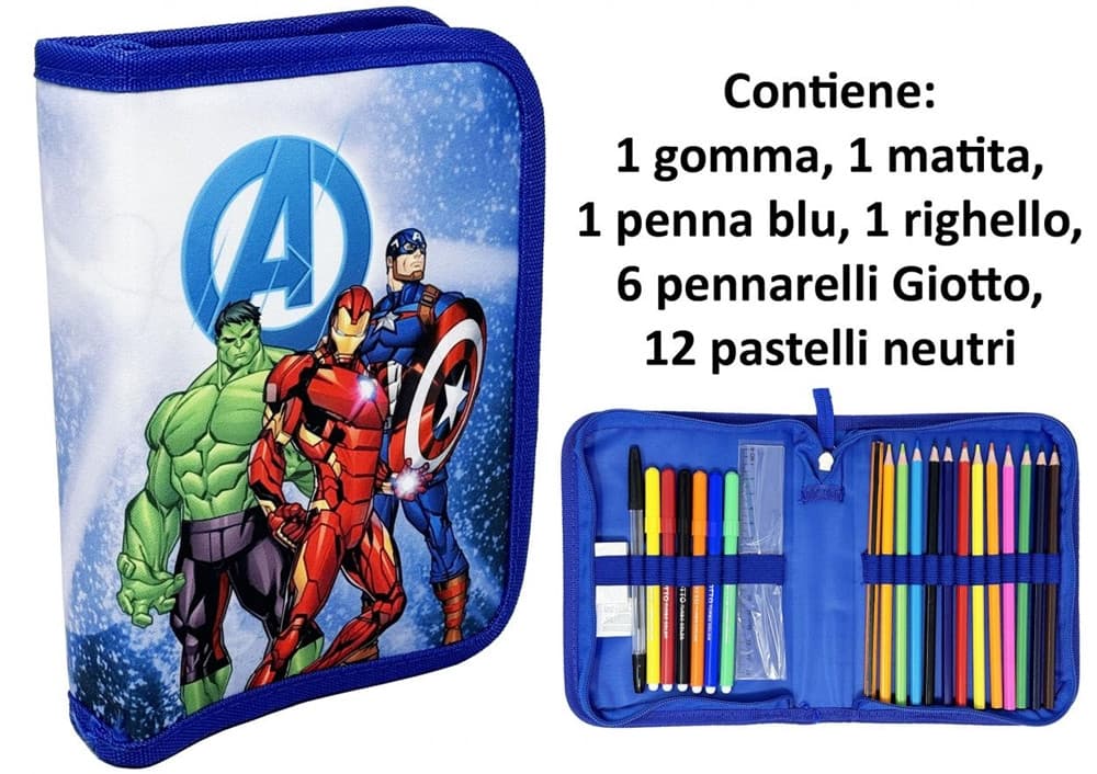 ASTUCCIO A 1 ZIP CERNIERA RIEMPITO GRAFICA AVENGERS CON CANCELLERIA SCUOLA BAMBINI 958167 - 2