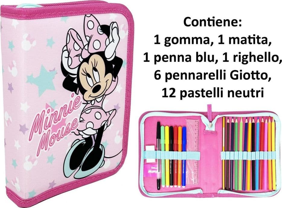 ASTUCCIO A 1 ZIP CERNIERA RIEMPITO GRAFICA MINNIE MOUSE CANCELLERIA SCUOLA BAMBINE 958228 - 2