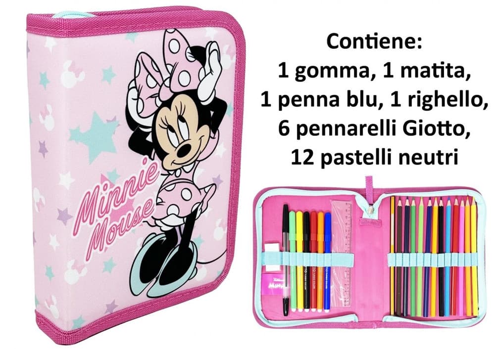 ASTUCCIO A 1 ZIP CERNIERA RIEMPITO GRAFICA MINNIE MOUSE CANCELLERIA SCUOLA BAMBINE 958228 - 2