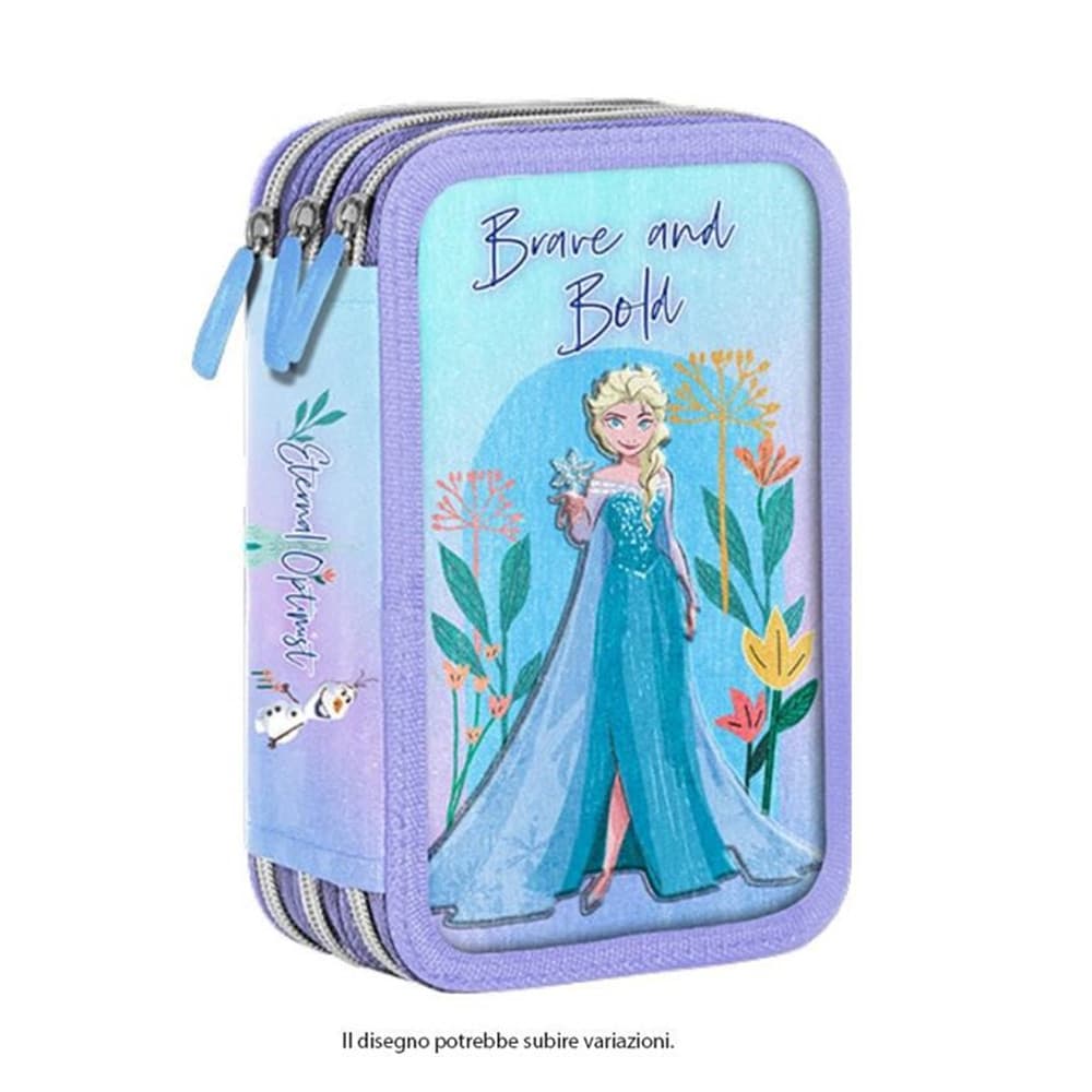 ASTUCCIO COMPLETO SCUOLA FROZEN TRIPLO CON 3 ZIP PORTACOLORI PENNARELLI GIOTTO 948885A - 2