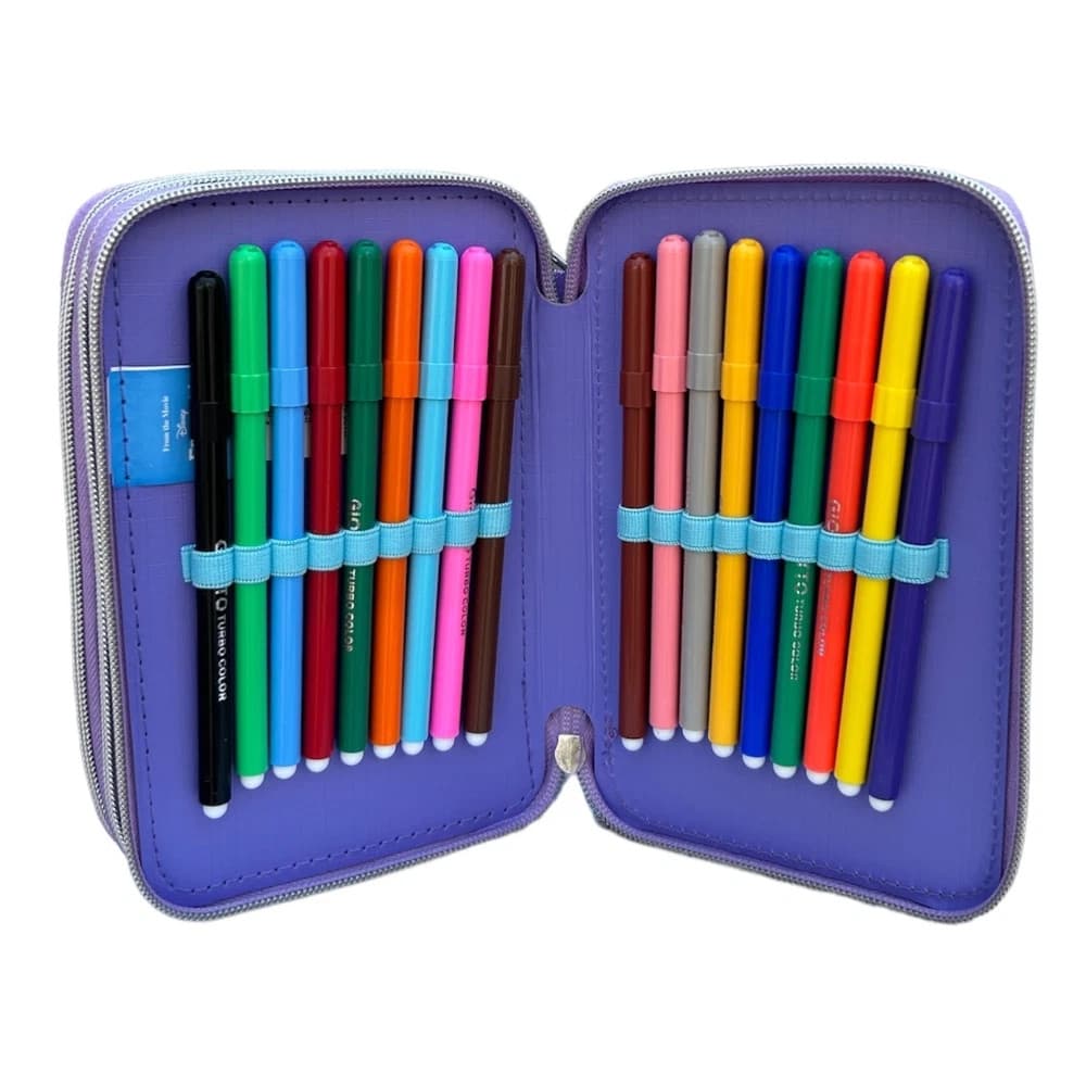 ASTUCCIO COMPLETO SCUOLA FROZEN TRIPLO CON 3 ZIP PORTACOLORI PENNARELLI GIOTTO 948885A - 10