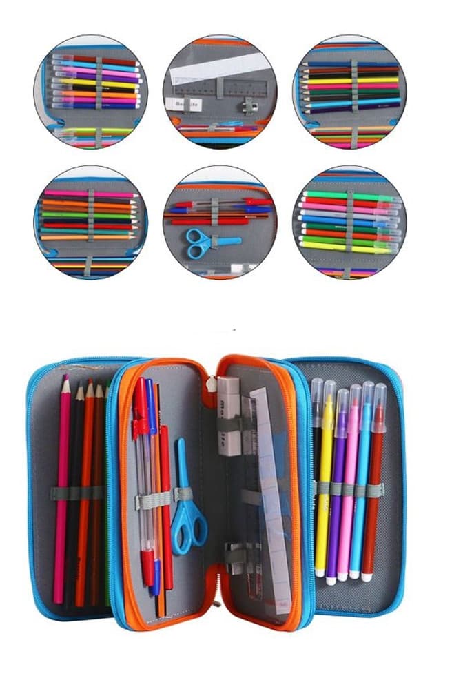 ASTUCCIO SCUOLA TRIPLO A 3 SCOMPARTI DESIGN 3D TEMA DINOSAURO MATITE COLORATE 622041 - 3