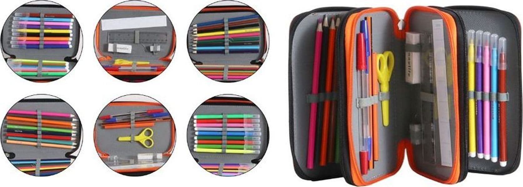 ASTUCCIO SCUOLA TRIPLO A 3 ZIP SCOMPARTI DESIGN A TEMA GRAFFITI MATITE COLORATE 622051 - 3