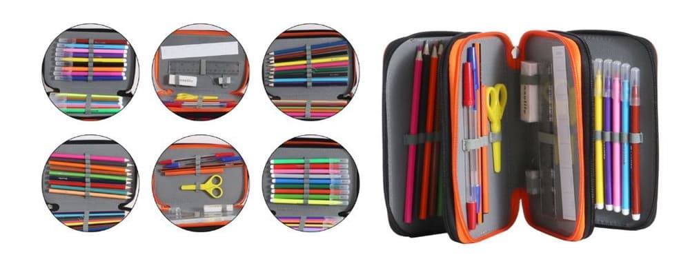 ASTUCCIO SCUOLA TRIPLO A 3 ZIP SCOMPARTI DESIGN A TEMA GRAFFITI MATITE COLORATE 622051 - 3