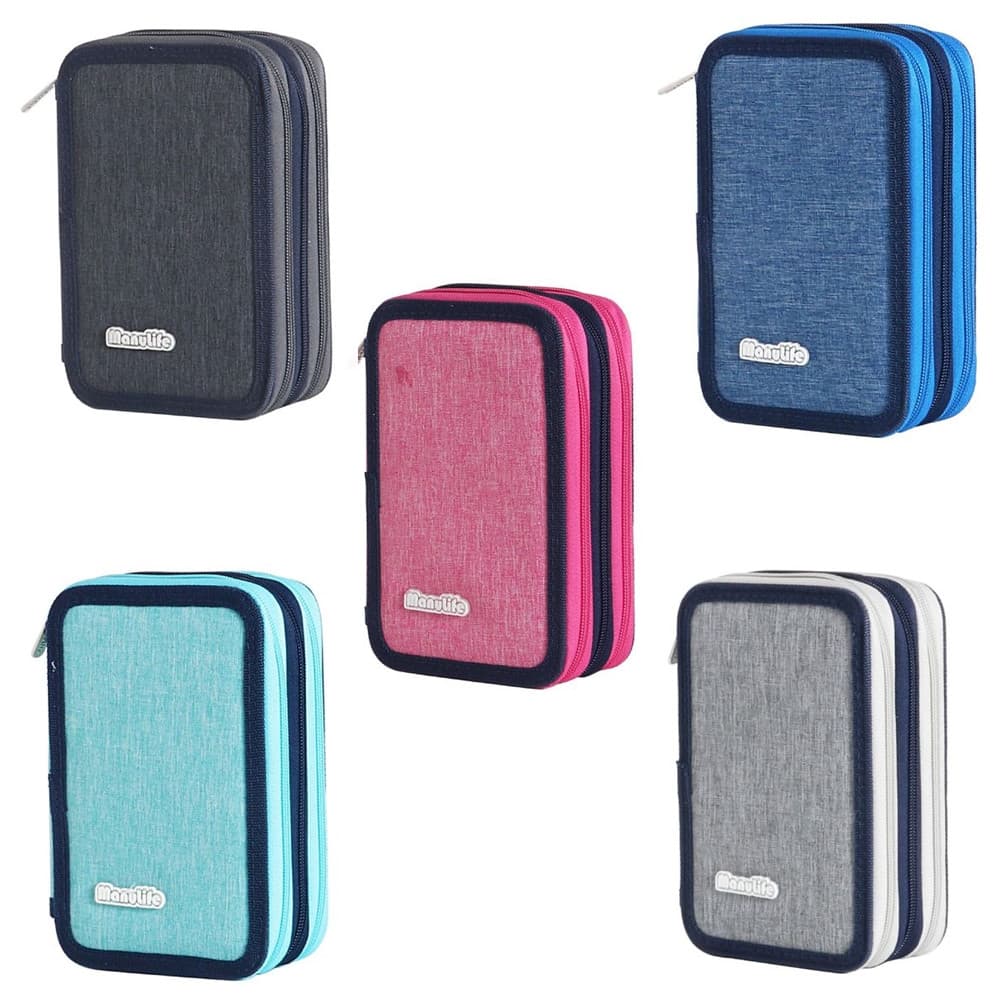 ASTUCCIO SCUOLA A 3 ZIP TRIPLO SCOMPARTO DESIGN IN TESSUTO MATITE COLORATE VARI COLORI - 1