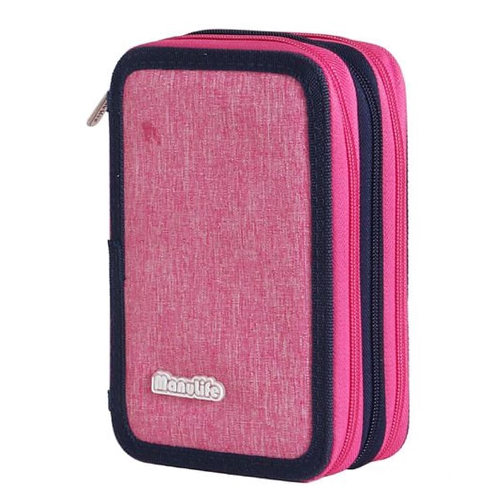 ASTUCCIO SCUOLA A 3 ZIP TRIPLO SCOMPARTO DESIGN IN TESSUTO MATITE COLORATE VARI COLORI - 6