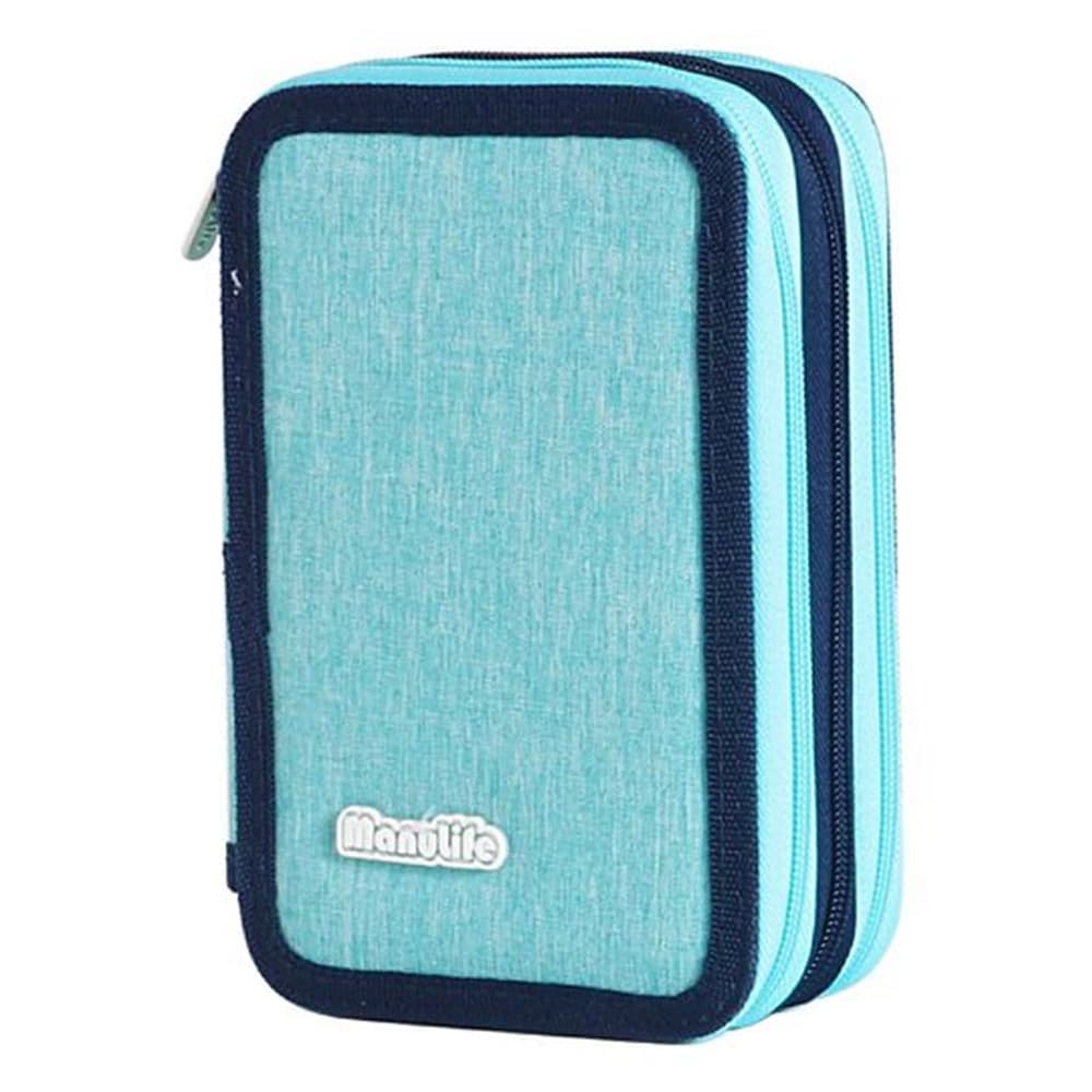 ASTUCCIO SCUOLA A 3 ZIP TRIPLO SCOMPARTO DESIGN IN TESSUTO MATITE COLORATE VARI COLORI - 10