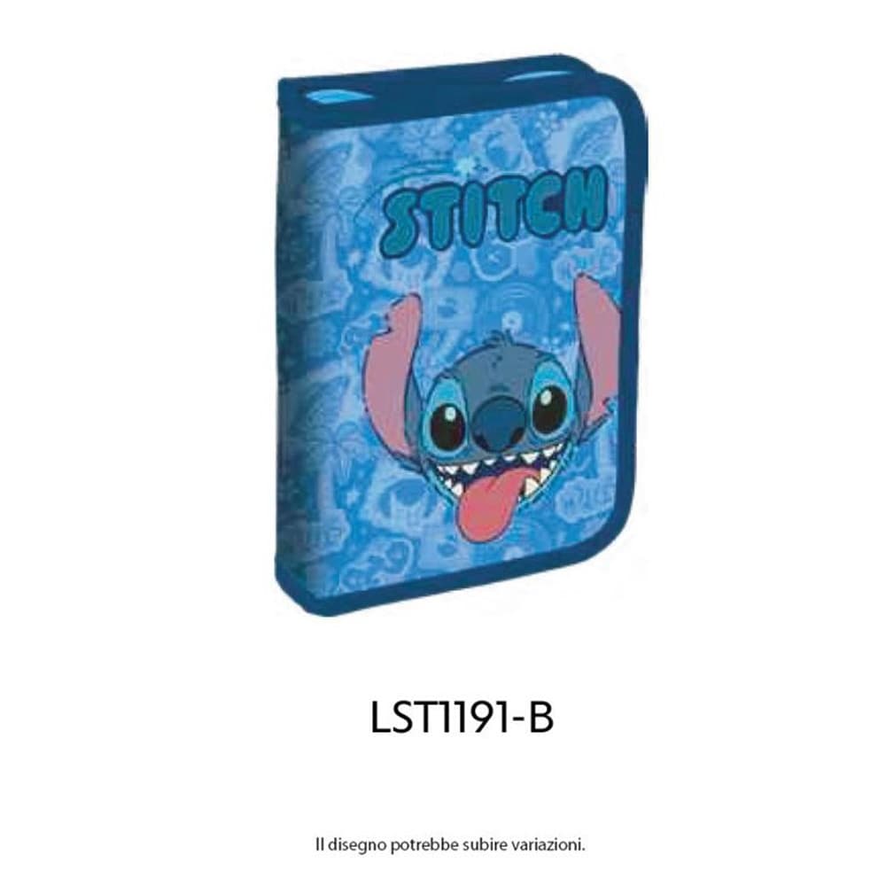 ASTUCCIO A 1 ZIP CERNIERA RIEMPITO GRAFICA STITCH CON CANCELLERIA SCUOLA BAMBINI 968654 - 2
