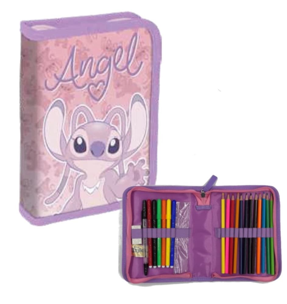 ASTUCCIO A 1 ZIP CERNIERA RIEMPITO GRAFICA ANGEL STITCH CANCELLERIA SCUOLA BAMBINE 968661 - 4
