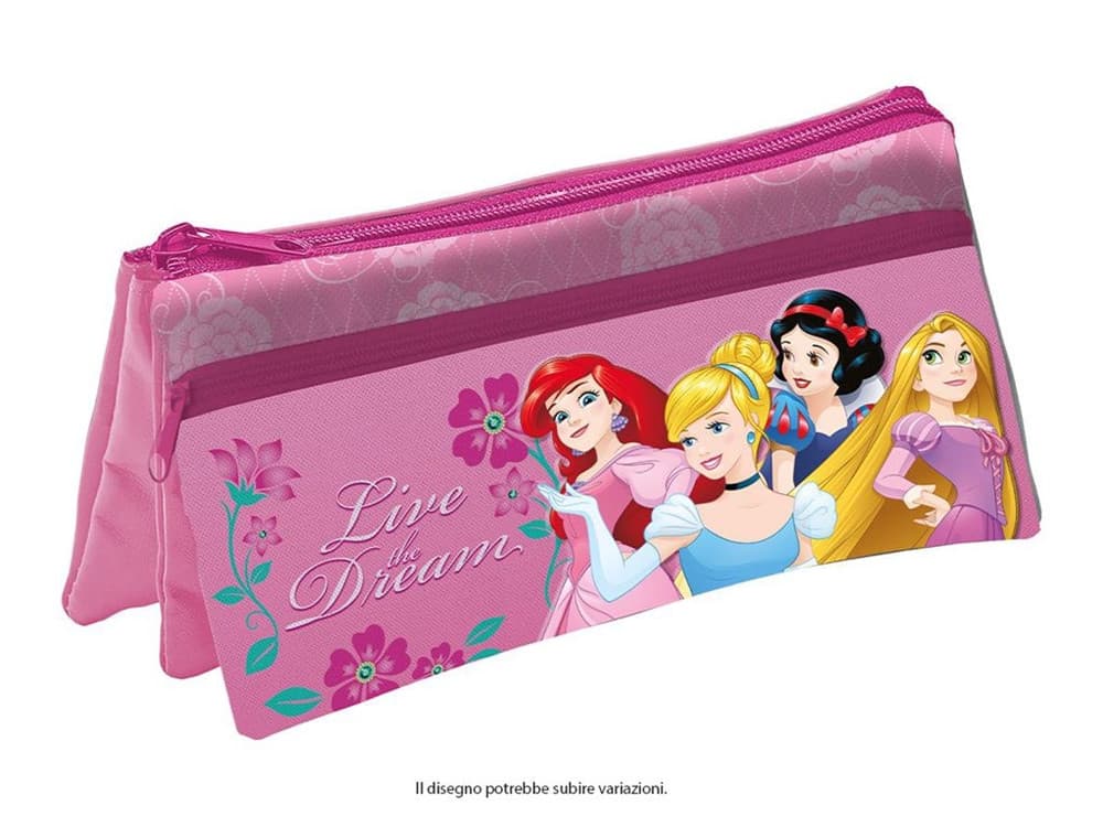 ASTUCCIO TASCHETTA 3IN1 GRAFICA PRINCIPESSE 3 SCOMPARTI BUSTINA PORTACOLORI SCUOLA 958419 - 2
