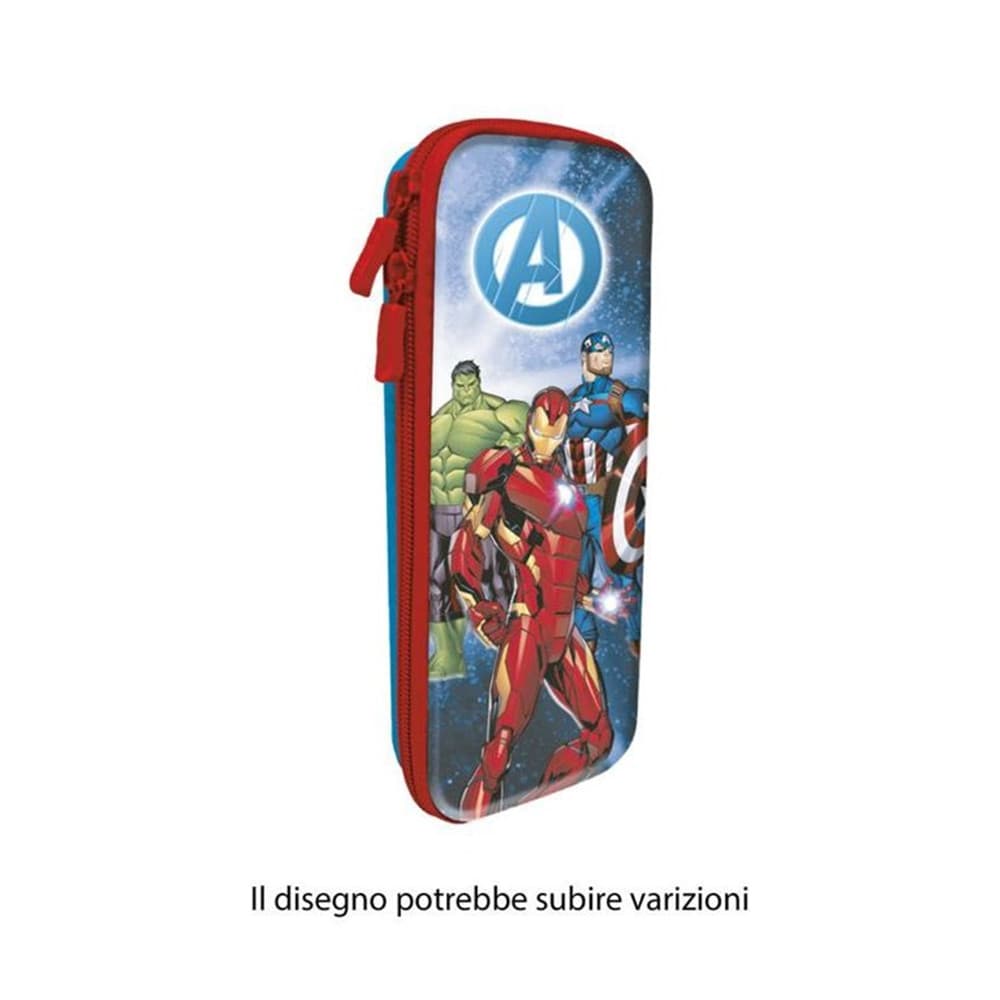 ASTUCCIO SCOLASTICO OVALE DESIGN 3D AVENGERS 23X10CM PORTAPENNE PER BAMBINI 957382 - 2