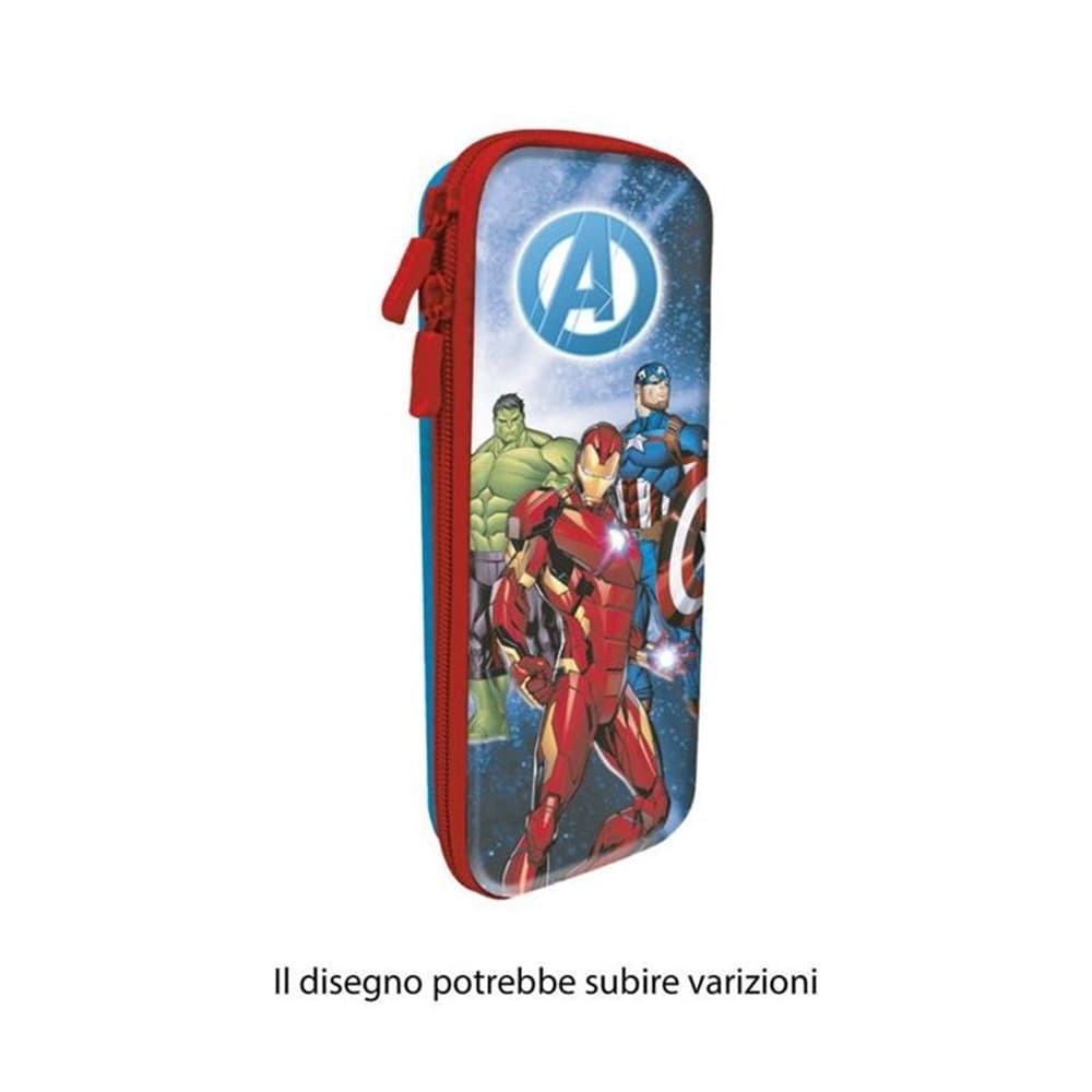ASTUCCIO SCOLASTICO OVALE DESIGN 3D AVENGERS 23X10CM PORTAPENNE PER BAMBINI 957382 - 2