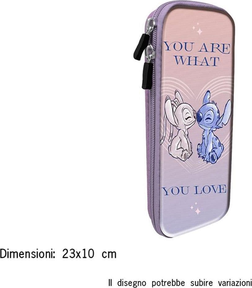 ASTUCCIO SCOLASTICO OVALE DESIGN 3D STITCH E ANGEL 23X10CM PORTAPENNE BAMBINE 959355 - 2