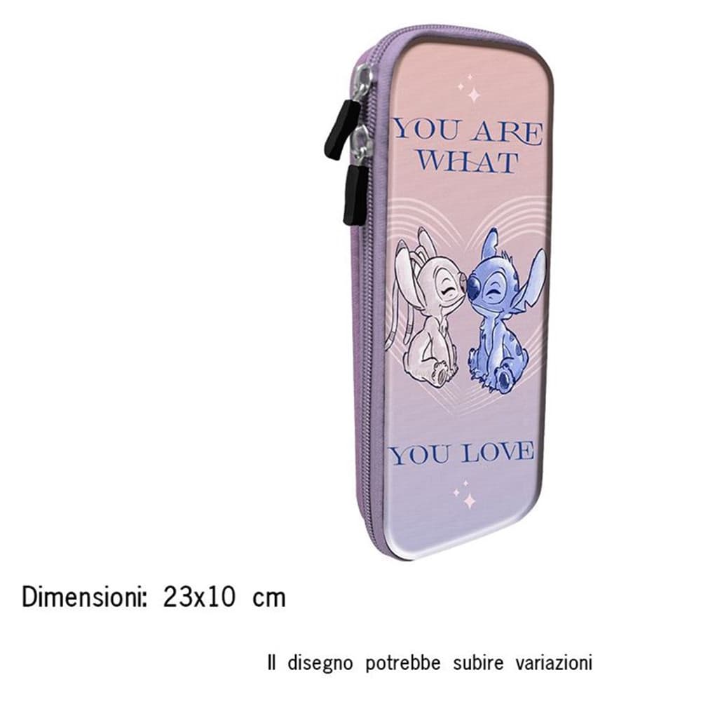 ASTUCCIO SCOLASTICO OVALE DESIGN 3D STITCH E ANGEL 23X10CM PORTAPENNE BAMBINE 959355 - 2