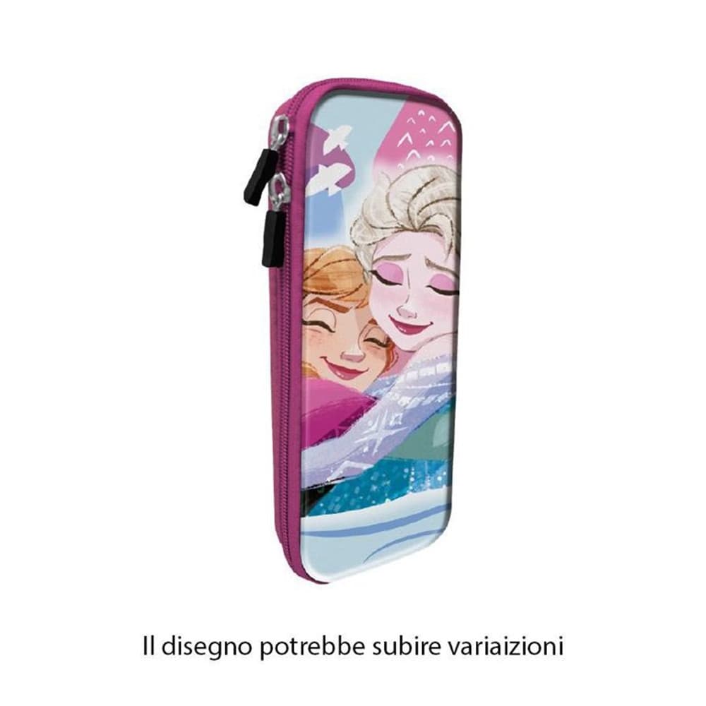ASTUCCIO SCOLASTICO OVALE DESIGN 3D ANNA ELSA FROZEN 23X10CM PORTAPENNE BAMBINE 957344 - 2