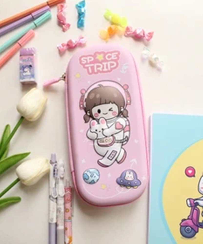 ASTUCCIO ROSA PORTAPENNE CANCELLERIA SPACE GIRL IN EVA SCUOLA CHIUSURA ZIP 9X23CM 616857 - 6