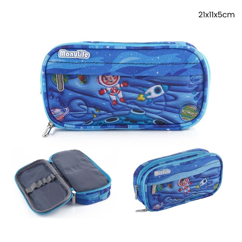 ASTUCCIO SCUOLA PORTAPENNE DESIGN OVALE ASTRONAUTA 21X11X5CM VARI SCOMPARTI 622029 - 2