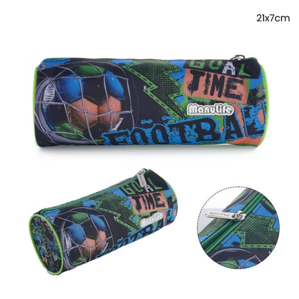 ASTUCCIO TOMBOLINO PORTAPENNE SCUOLA GRAFICA PALLONE DA CALCIO CILINDRICO 21X7CM 622033 - 2