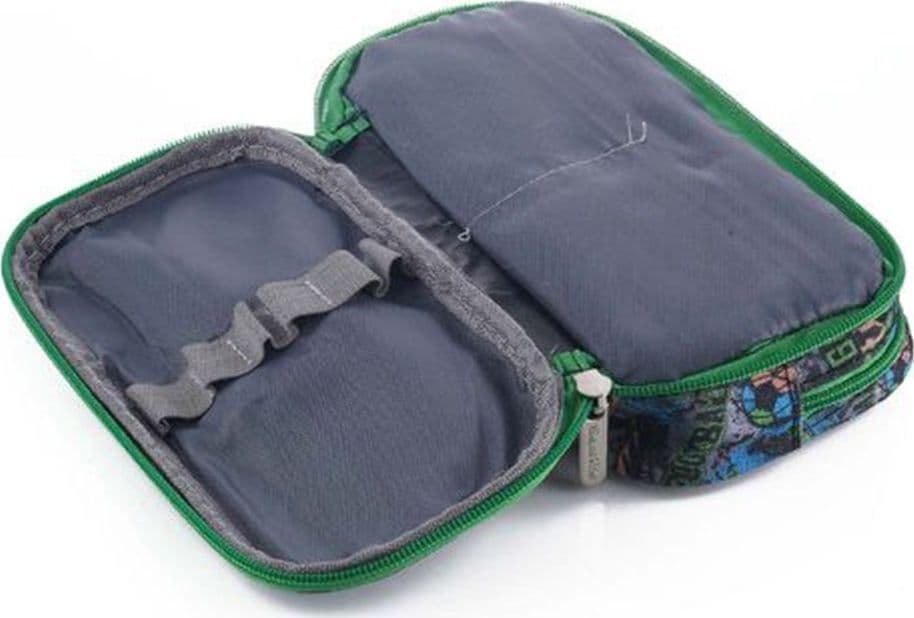 ASTUCCIO SCUOLA PORTAPENNE DESIGN OVALE PALLONE DA CALCIO 21X11X5CM VARI SCOMPARTI 622034 - 2