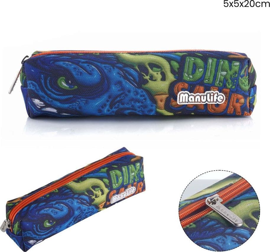 ASTUCCIO SCUOLA PICCOLA BORSA SQUADRATA MOTIVO DINOSAURO 5X5X20 CM CHIUSURA A ZIP 622037 - 2