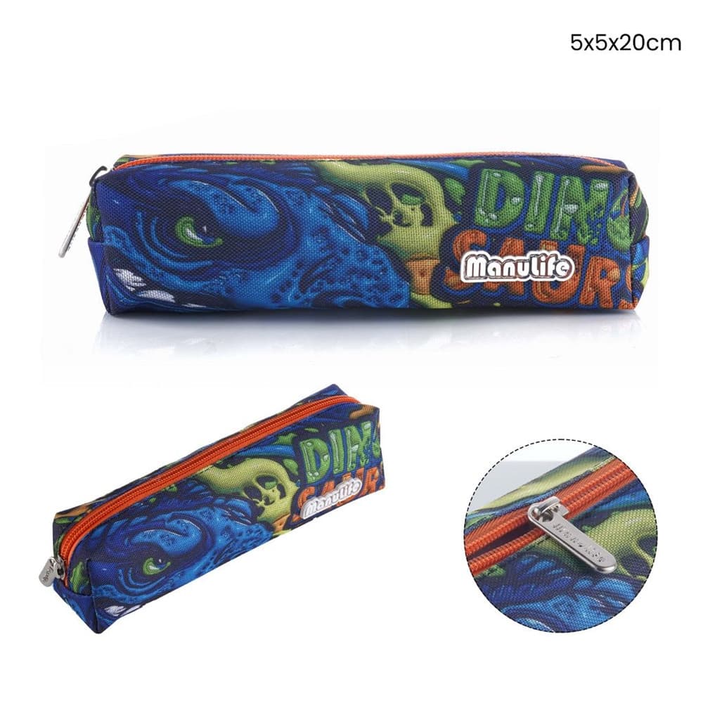 ASTUCCIO SCUOLA PICCOLA BORSA SQUADRATA MOTIVO DINOSAURO 5X5X20 CM CHIUSURA A ZIP 622037 - 2