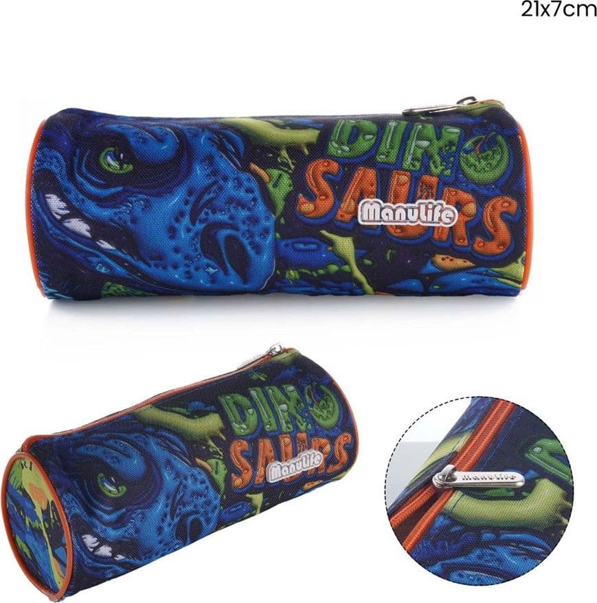 ASTUCCIO TOMBOLINO PORTAPENNE SCUOLA GRAFICA DINOSAURO CILINDRICO 21 X 7 CM 622038 - 2