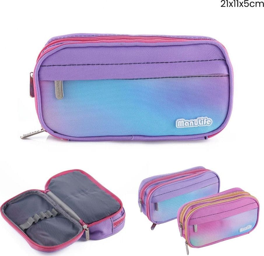 ASTUCCIO SCUOLA PORTAPENNE DESIGN OVALE SFUMATURA 21X11X5 CM VARI SCOMPARTI 622044 - 2