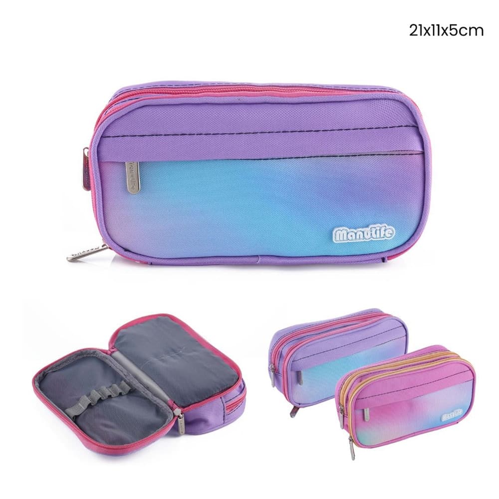 ASTUCCIO SCUOLA PORTAPENNE DESIGN OVALE SFUMATURA 21X11X5 CM VARI SCOMPARTI 622044 - 2