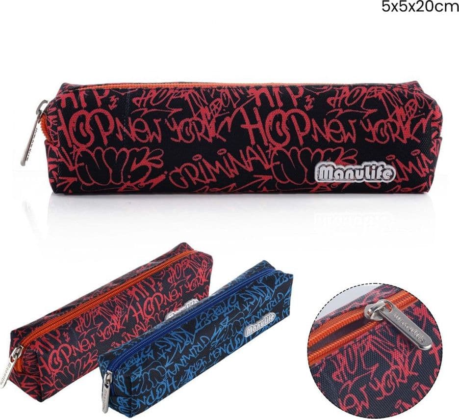 ASTUCCIO SCUOLA BORSA PICCOLA FORMA SQUADRATA STAMPA GRAFFITI 5X5X20CM CHIUSURA ZIP 622047 - 2