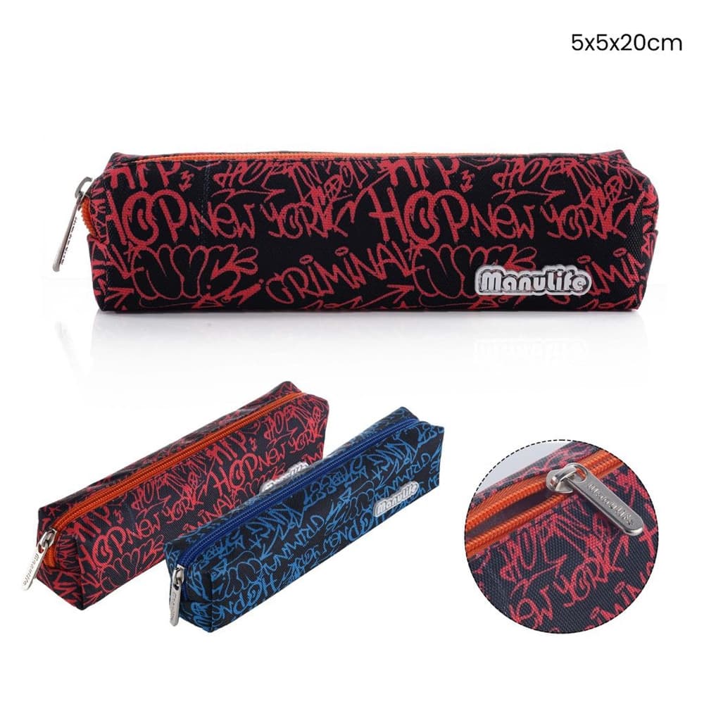 ASTUCCIO SCUOLA BORSA PICCOLA FORMA SQUADRATA STAMPA GRAFFITI 5X5X20CM CHIUSURA ZIP 622047 - 2